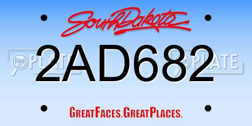 2AD682 South Dakota License Plate