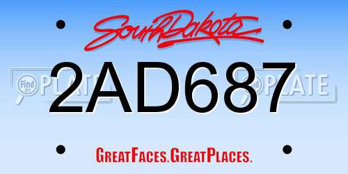 2AD687 South Dakota License Plate