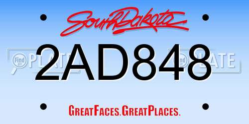 2AD848 South Dakota License Plate