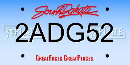 2ADG52 South Dakota License Plate