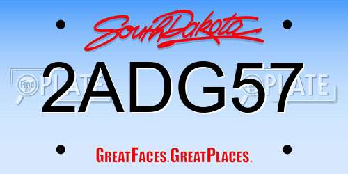 2ADG57 South Dakota License Plate