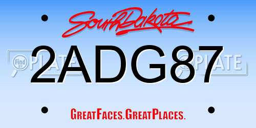2ADG87 South Dakota License Plate