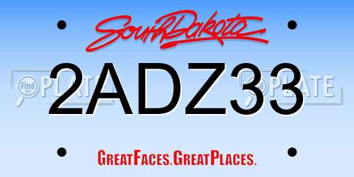 2ADZ33 South Dakota License Plate