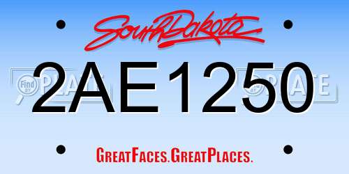 2AE1250 South Dakota License Plate