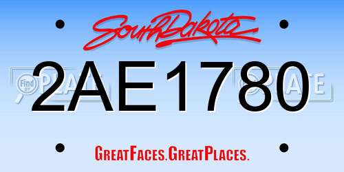 2AE1780 South Dakota License Plate