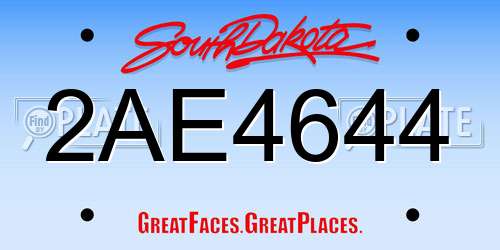 2AE4644 South Dakota License Plate