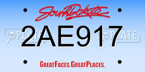 2AE917 South Dakota License Plate