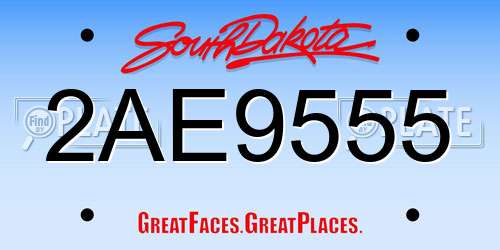 2AE9555 South Dakota License Plate