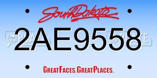 2AE9558 South Dakota License Plate
