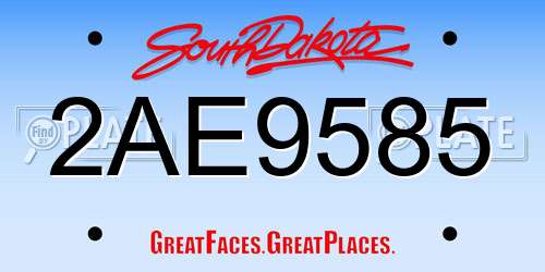 2AE9585 South Dakota License Plate