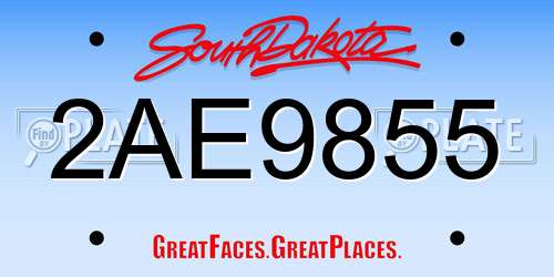 2AE9855 South Dakota License Plate