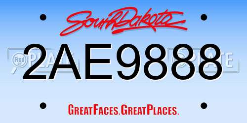 2AE9888 South Dakota License Plate