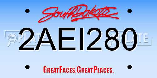2AEI280 South Dakota License Plate
