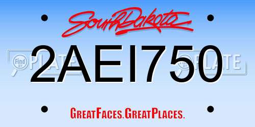 2AEI750 South Dakota License Plate