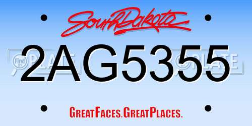2AG5355 South Dakota License Plate