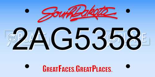 2AG5358 South Dakota License Plate