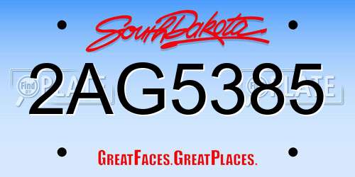 2AG5385 South Dakota License Plate