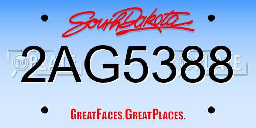 2AG5388 South Dakota License Plate