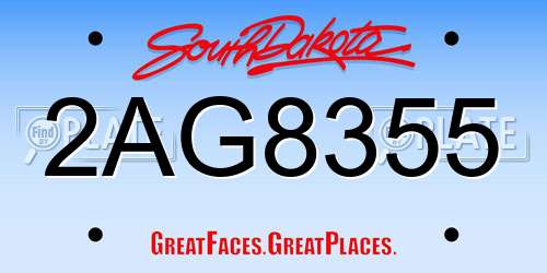 2AG8355 South Dakota License Plate