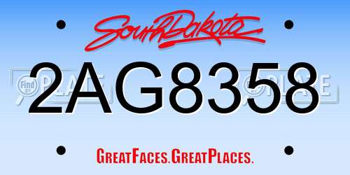 2AG8358 South Dakota License Plate
