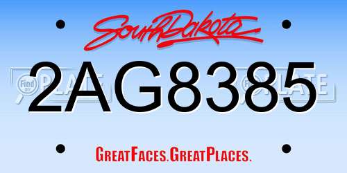 2AG8385 South Dakota License Plate