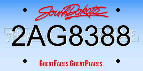 2AG8388 South Dakota License Plate