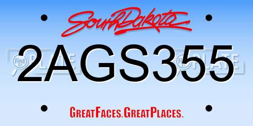 2AGS355 South Dakota License Plate