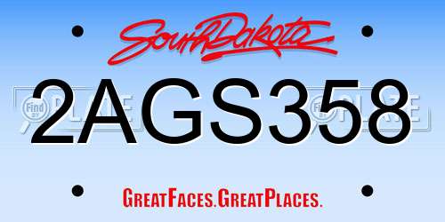 2AGS358 South Dakota License Plate