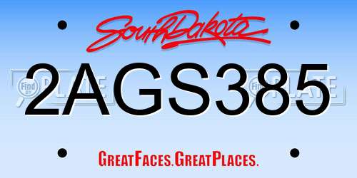 2AGS385 South Dakota License Plate