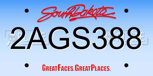 2AGS388 South Dakota License Plate