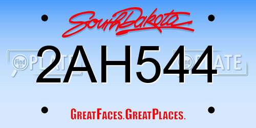 2AH544 South Dakota License Plate