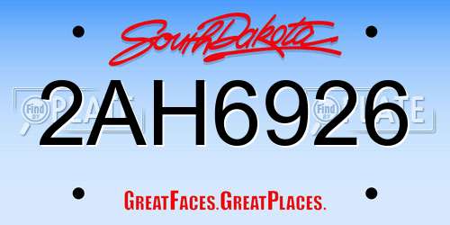 2AH6926 South Dakota License Plate