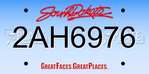2AH6976 South Dakota License Plate