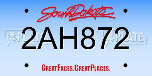 2AH872 South Dakota License Plate