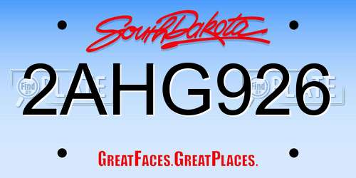 2AHG926 South Dakota License Plate