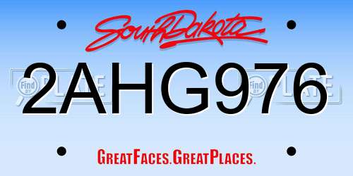 2AHG976 South Dakota License Plate