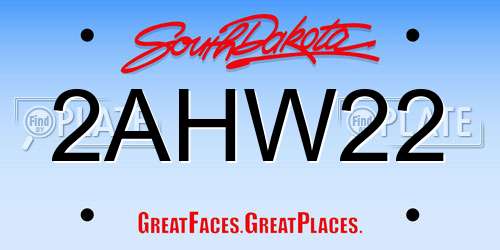 2AHW22 South Dakota License Plate