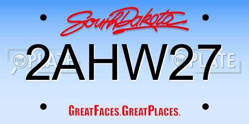 2AHW27 South Dakota License Plate