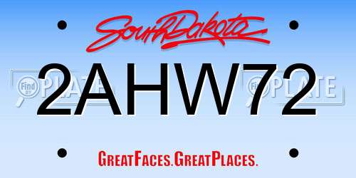 2AHW72 South Dakota License Plate