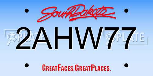 2AHW77 South Dakota License Plate