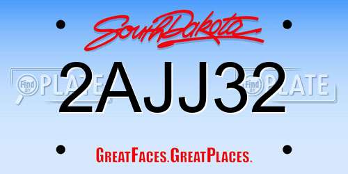 2AJJ32 South Dakota License Plate