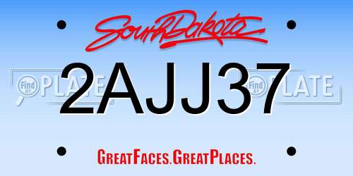 2AJJ37 South Dakota License Plate