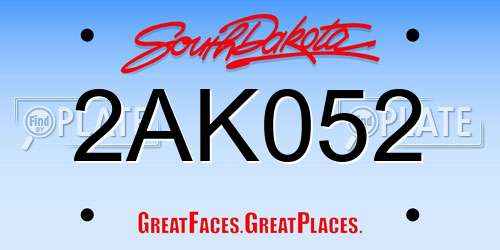 2AK052 South Dakota License Plate