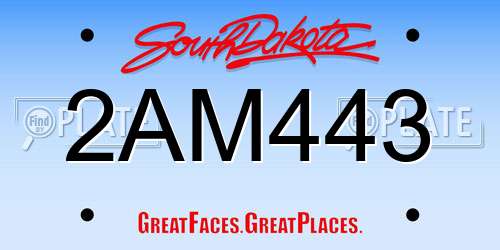 2AM443 South Dakota License Plate