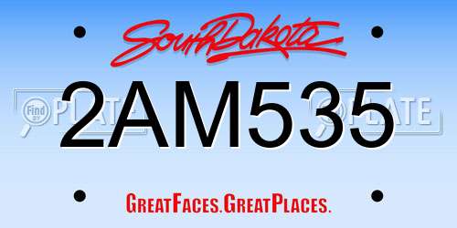 2AM535 South Dakota License Plate