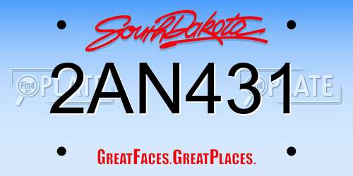 2AN431 South Dakota License Plate