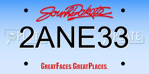2ANE33 South Dakota License Plate