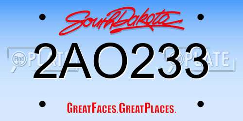 2AO233 South Dakota License Plate
