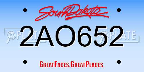 2AO652 South Dakota License Plate