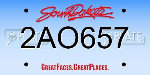 2AO657 South Dakota License Plate